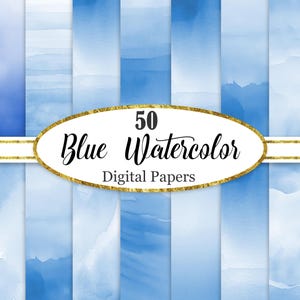 Blue Watercolor Digital Paper, Blue Background Bundle, Blue Texture, Scrapbook Paper, Digital Download