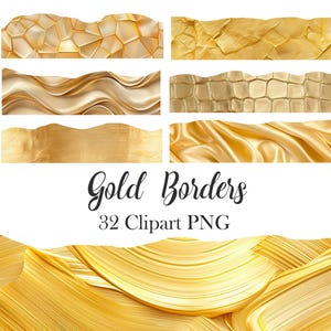 Goldener Rand Clipart, goldener Texturrahmen PNG, Scrapbook, digitaler Download