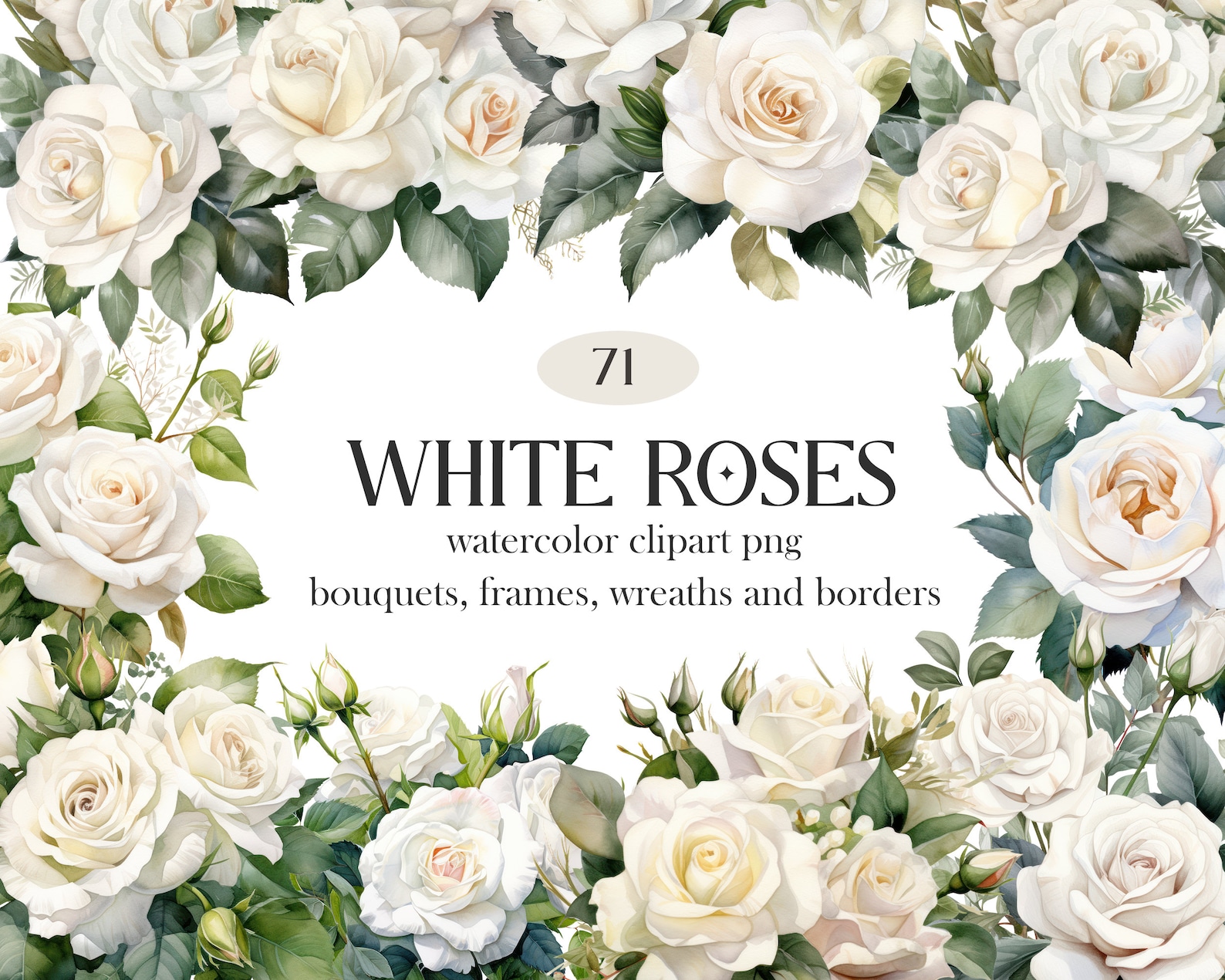 White Roses PNG Watercolor Clipart, Wedding Flowers Bouquet, Watercolor ...