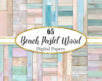 Papel digital de madera en tonos pastel con temática de playa, fondo de madera, textura