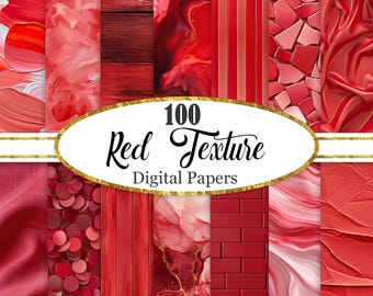 Czerwony papier cyfrowy, zestaw z czerwonym tłem, czerwona tekstura, drewno, ściana z cegły, papier do scrapbookingu, pobieranie cyfrowe
