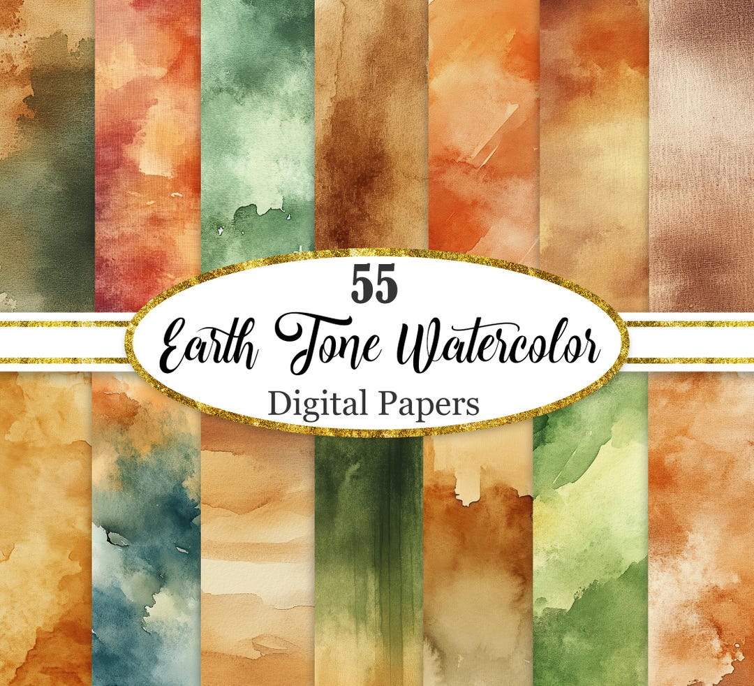 Earth Tone Digital Paper, Watercolor Background, Scrapbook Papers ...