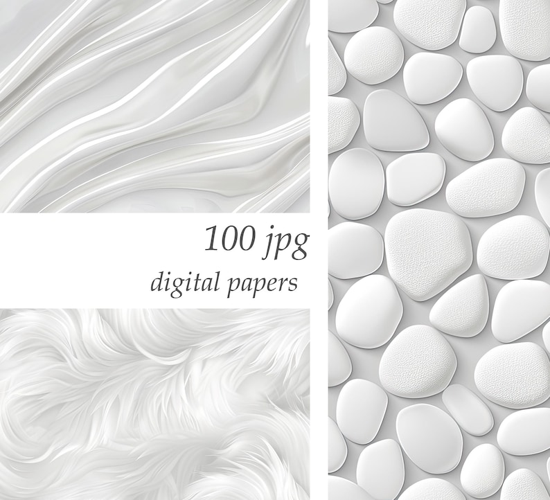 White Digital Paper, White Background Bundle, White Texture, Scrapbook ...