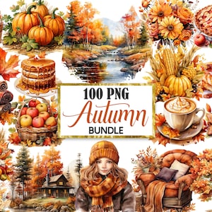 Herfst clipartbundel, herfst clipart, aquarel herfst png, krans, boeket, herfstsublimatie, Thanksgiving, dessert, digitale download