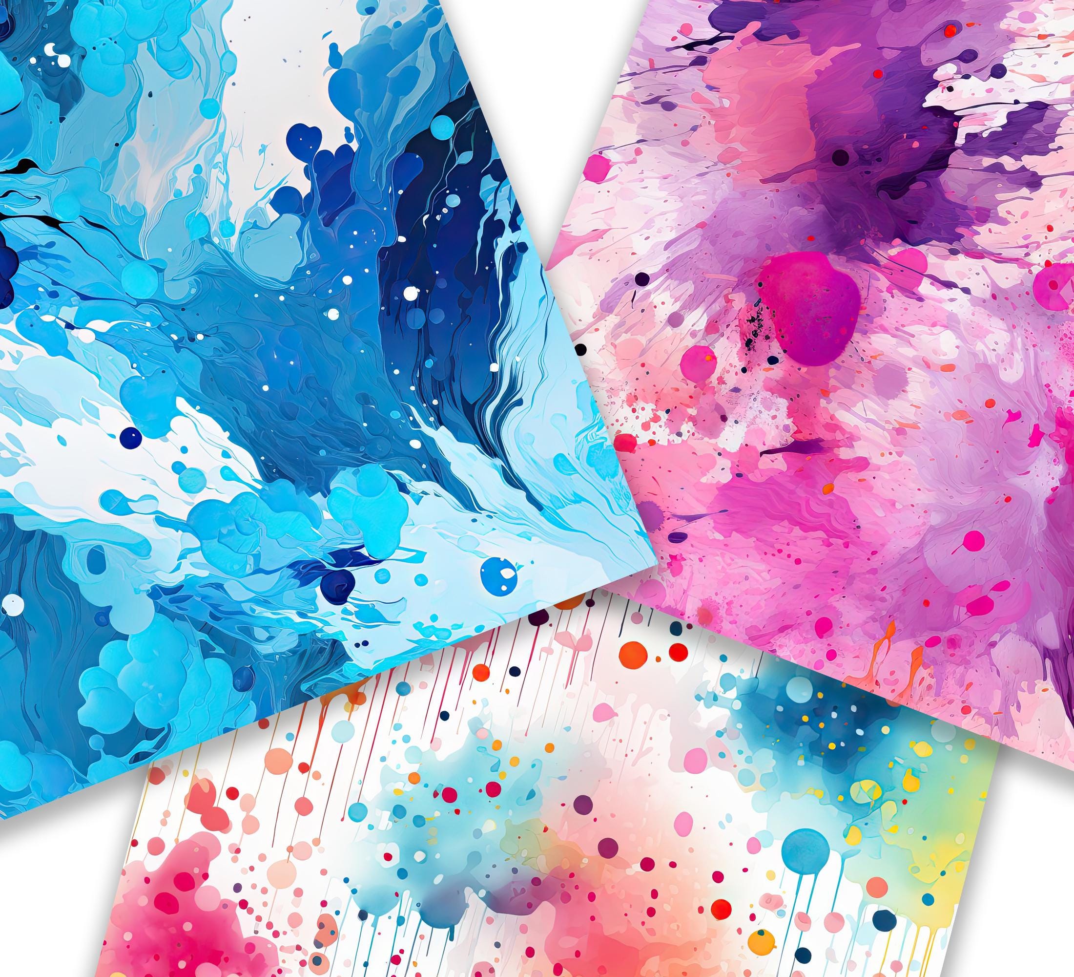 Splash Digital Paper, Watercolor Splash Background Bundle, Splatter ...