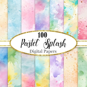 Pastell Splash Digitales Papier, Aquarell Splash Hintergrund, Splatter Textur, Scrapbook Papier, Digital Download