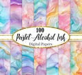 Pastel Digital Paper, Pastel Alcohol Ink Background Bundle, Scrapbook Papers, Texture, Digital Download