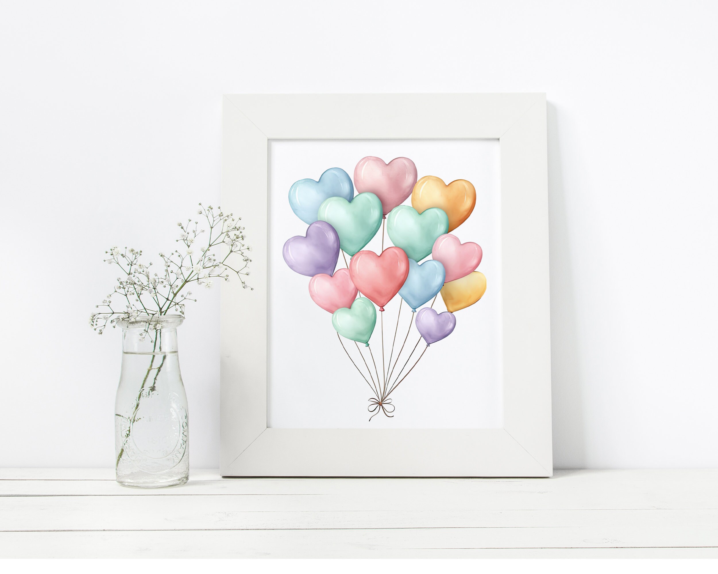 Heart Balloon PNG, Watercolor Valentine Balloon Clipart, Birthday Party ...