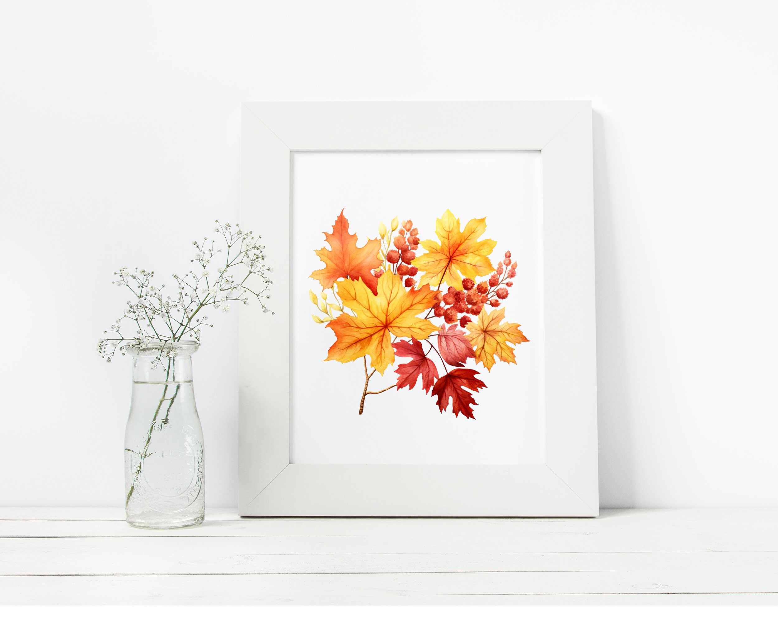 Autumn Leaves Clipart, Watercolor Fall Leaf Clipart Bundle, Fall Leaves ...