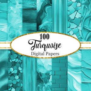 Turkoois digitaal papier, Turquoise achtergrondbundel, Textuur, Scrapbookpapier, Digitale download
