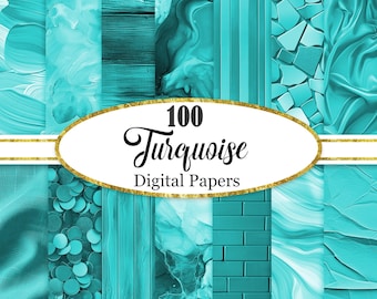 Turquoise Digital Paper, Turquoise Background Bundle, Texture, Scrapbook Paper, Digital Download