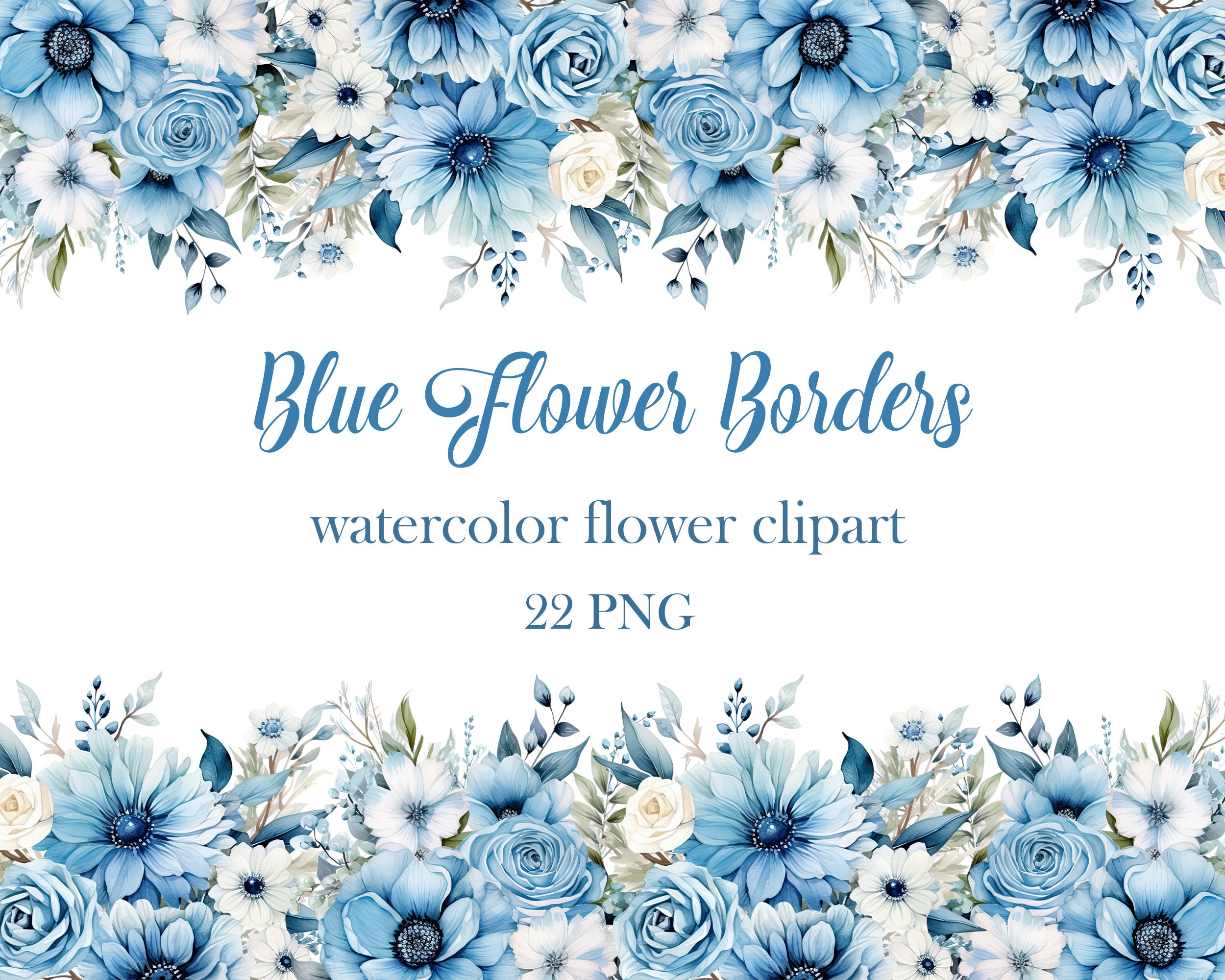 Conjunto De Flores Azules Sobre Un Fondo Blanco. Rama De Flores Para  Tarjetas De FelicitaciÃ³n, Felicitaciones E Invitaciones. Ilu Ilustración  del Vector - Ilustración de fondo, flor: 157550050, image size:2500x2000