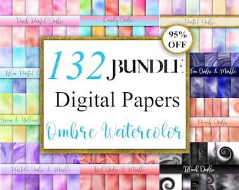 Pakket digitaal aquarelpapier, bundel pastel aquarel achtergrond, textuur, plakboekpapier