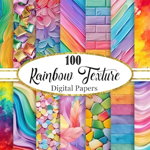 Papel digital arcoíris, paquete de fondos arcoíris, textura arcoíris, colorido, papel para álbumes de recortes, descarga digital