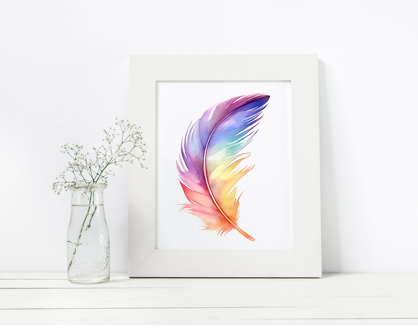 Feather PNG, Watercolor Feather Clipart Bundle, Boho Feather, Colorful ...