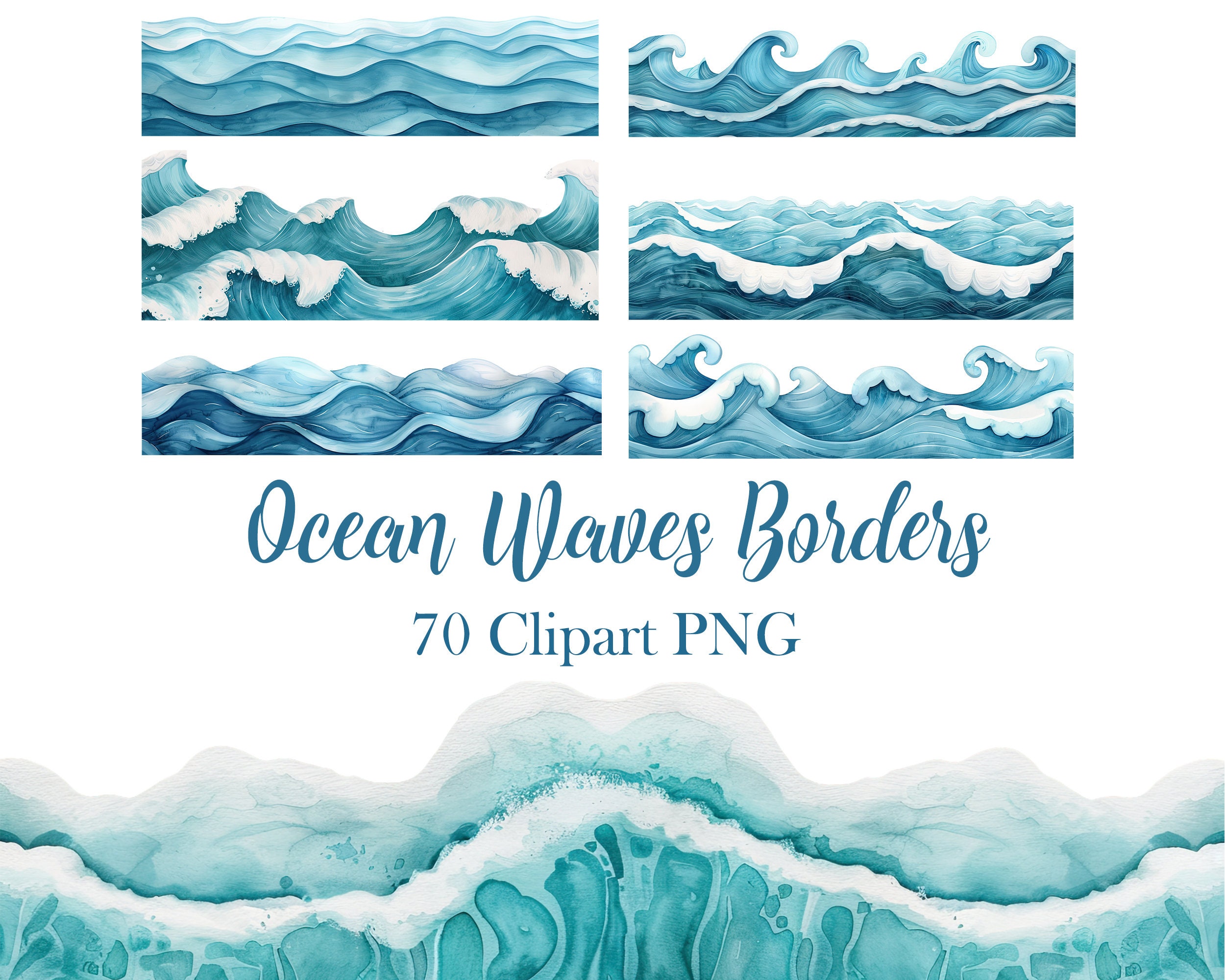 Society6 ケース Emerald Blue wave Summer Sea Beach text Ocean Waves Border Clipart, Watercolor Wave PNG Bundle