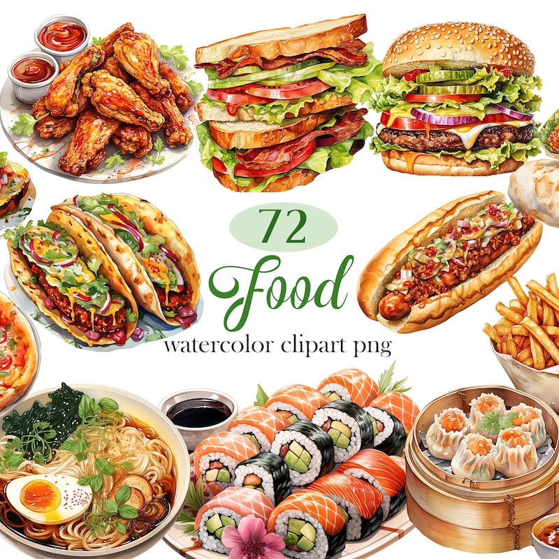 Watercolor Food - Etsy