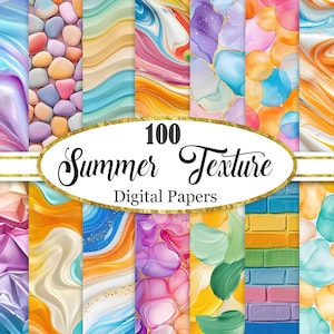 Summer Digital Paper, Summer Background Bundle, Colorful Texture, Scrapbook Paper, Digital Download