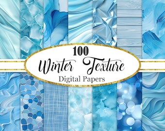 Winter Digital Paper, Winter Background Bundle, Blue Texture, Scrapbook Paper, Digital Download