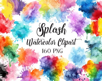 Watercolor Splash PNG, Splash Clipart Bundle, Alcohol Ink, Paint, Splatter, Abstract Clipart, Blob Shape, Brush Stroke PNG, Digital Download