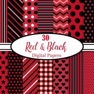 Red and Black Digital Paper, Red Background, Black Texture, Scrapbook Paper, Digital Download