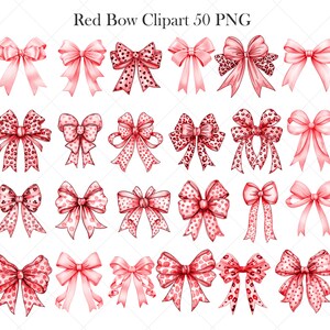 Puede incluir: Un conjunto de 50 im&aacute;genes de clip art de lazos rojos. Los lazos son de varios estilos, incluyendo rojo s&oacute;lido, lunares y estampado de leopardo.