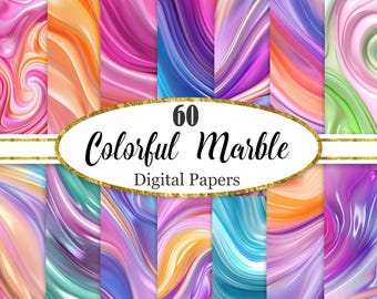 Colorful Marble Digital Paper, Marble Background, Texture, Scrapbook Paper, Digital Download