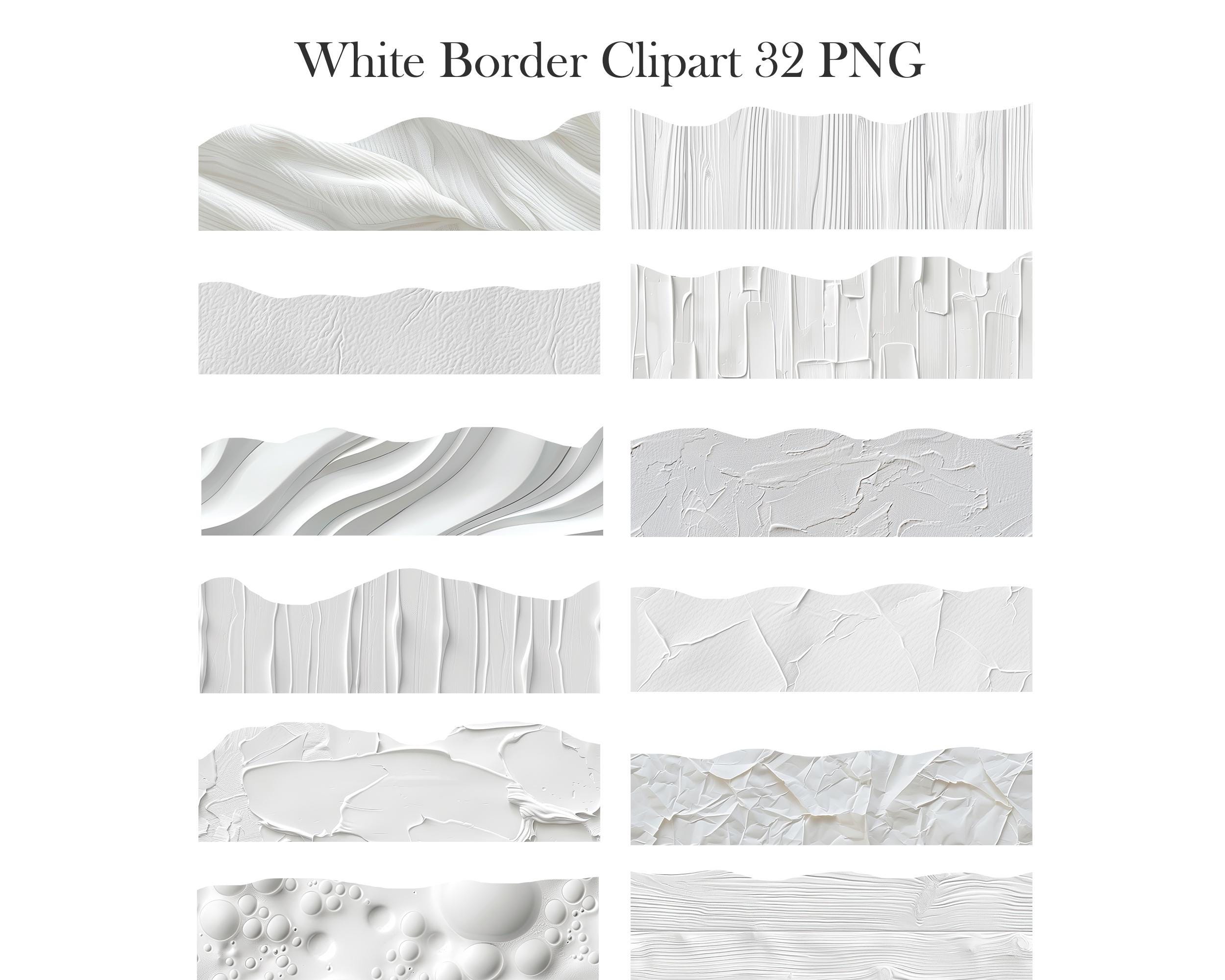White Border PNG, White Texture Borders Clipart, Scrapbook, Digital ...