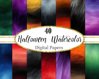 Halloween Digital Paper, Halloween Watercolor Background, Halloween Texture, Scrapbook Paper, Digital Download