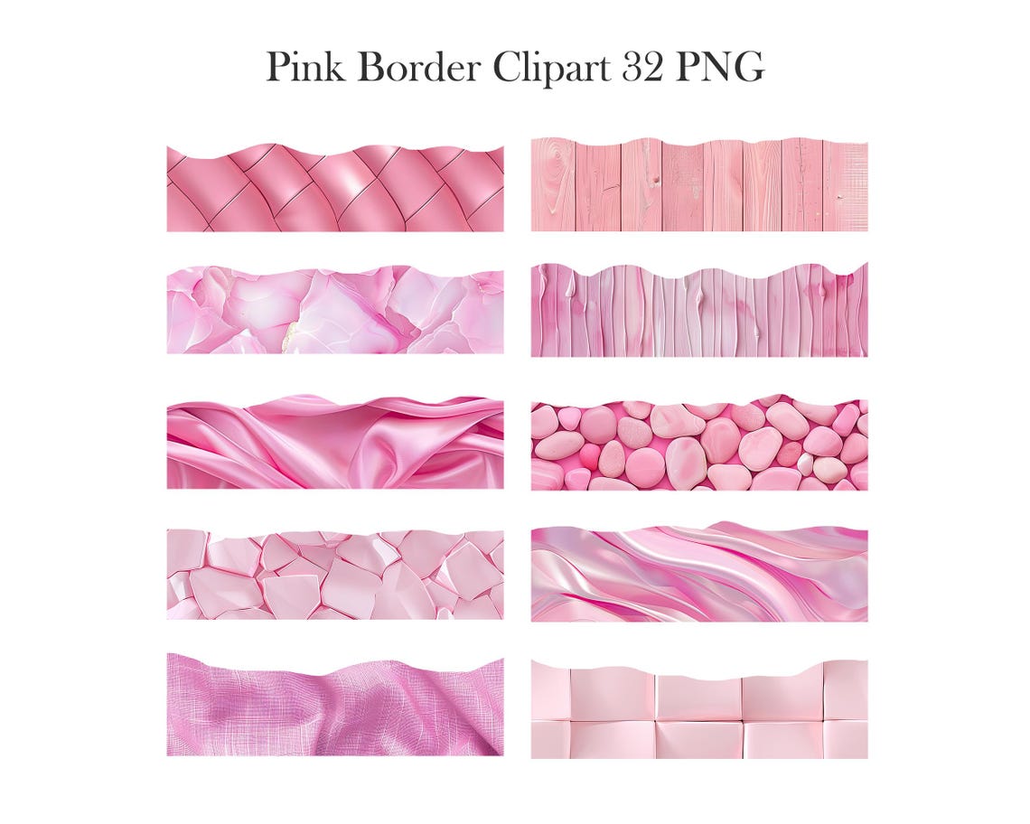 Pink Border Clipart, Pink Texture Borders PNG, Scrapbook, Junk Journal ...