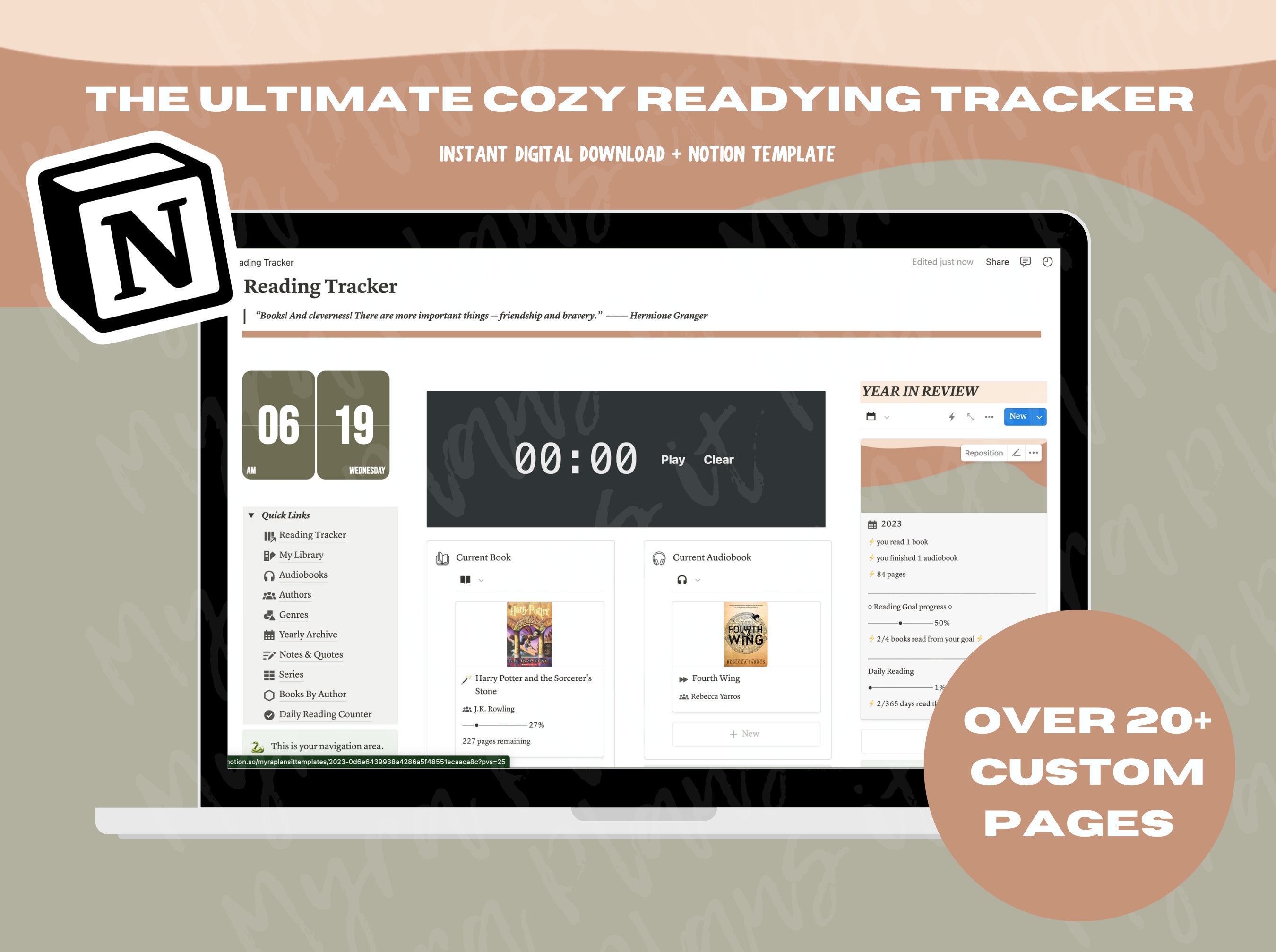 All in One Reading Tracker Template Notion Dashboard, Notion Extended Book Planner, Ultimate Notion Template Aesthetic Book Tracker