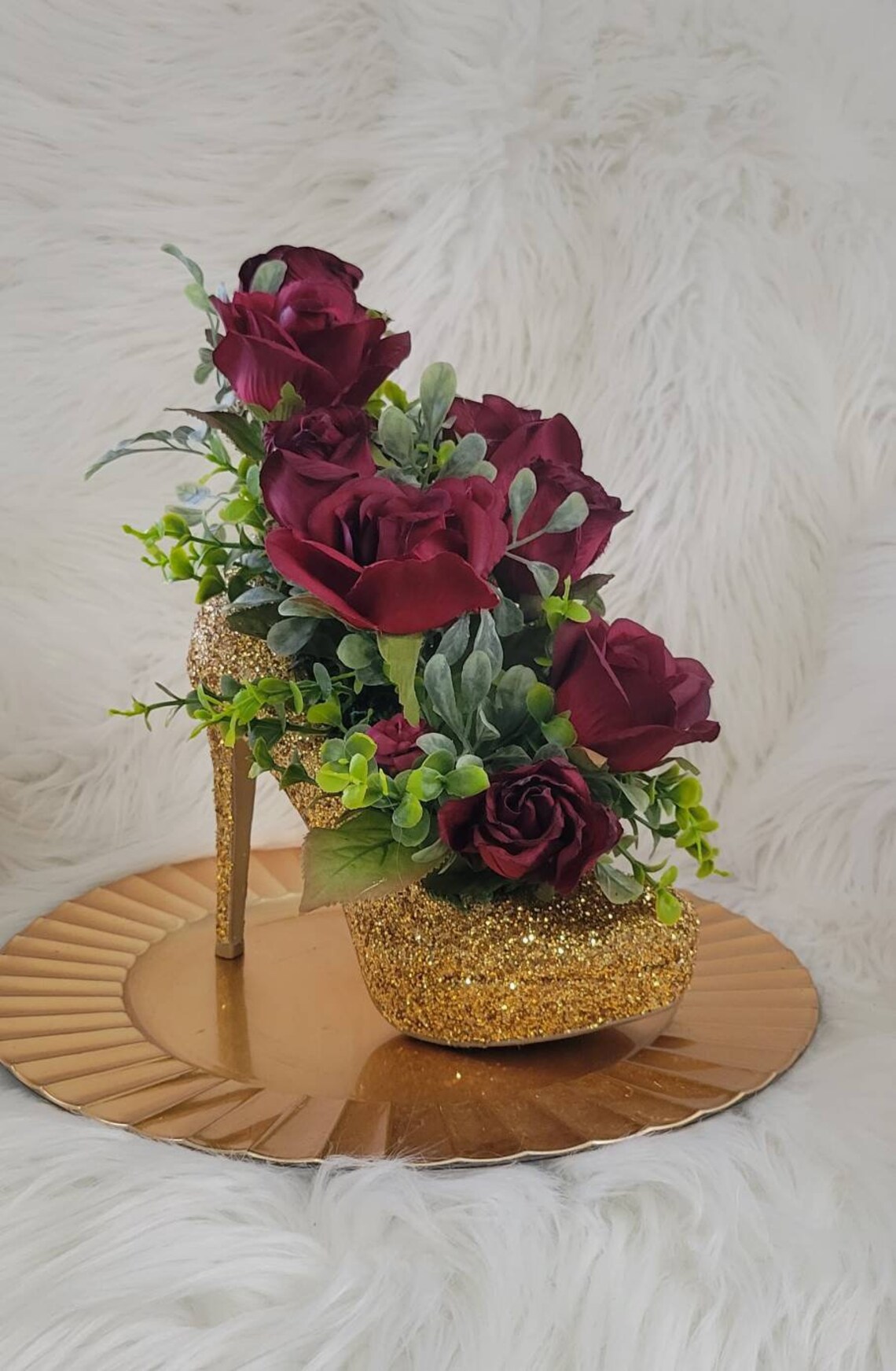 Gold Glitter Recycled High Heel Vase High Heel Floral | Etsy