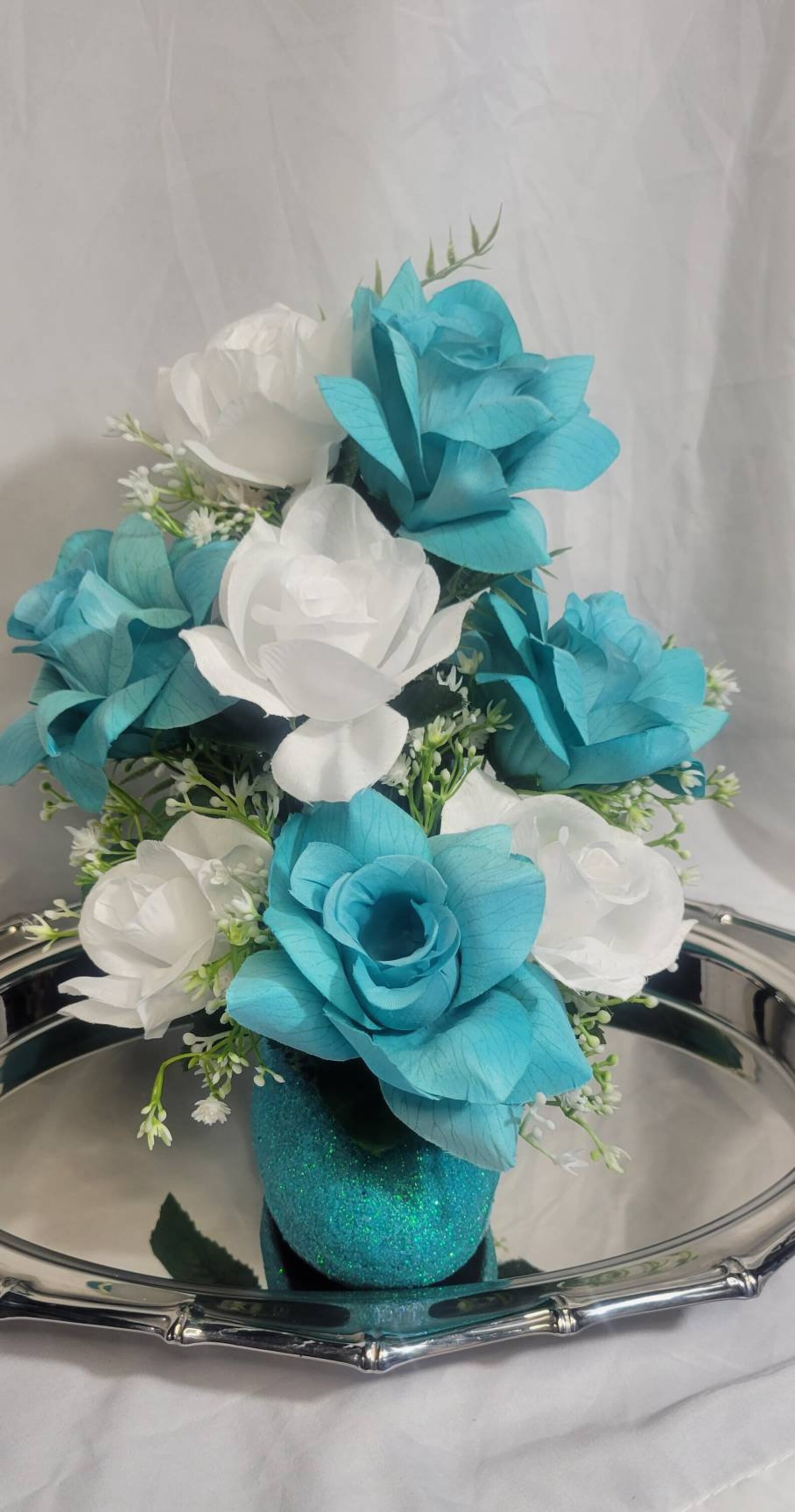 Pretty Turquoise Glitter High Heel Floral Arrangement High Etsy