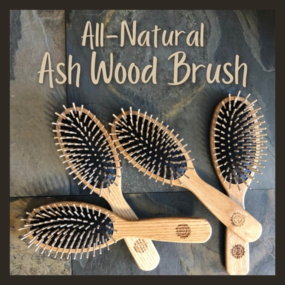 NATURAL WOODEN Oval Brush / Handmade by TEK / Ash Wood / Pure Natural Rubber / Vegan / Eco-Friendly / For All Hair Types