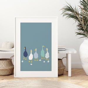 Duck Print, Duck Wall Art, Duck Art Print, Ducks, Spring Prints, Funny Ducks, Duck Illustrations, Farm Animal Prints, Wall Decor, Kitchen