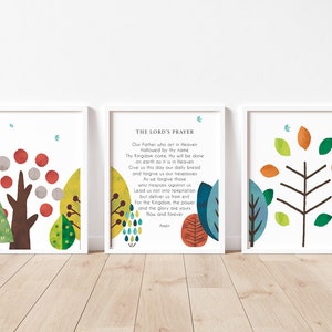 The Lord&#39;s Prayer Childrens Art Print, Our Father who art in Heaven, Christian Prayer Print, Christian Wall Art, Christian Nursery Decor,