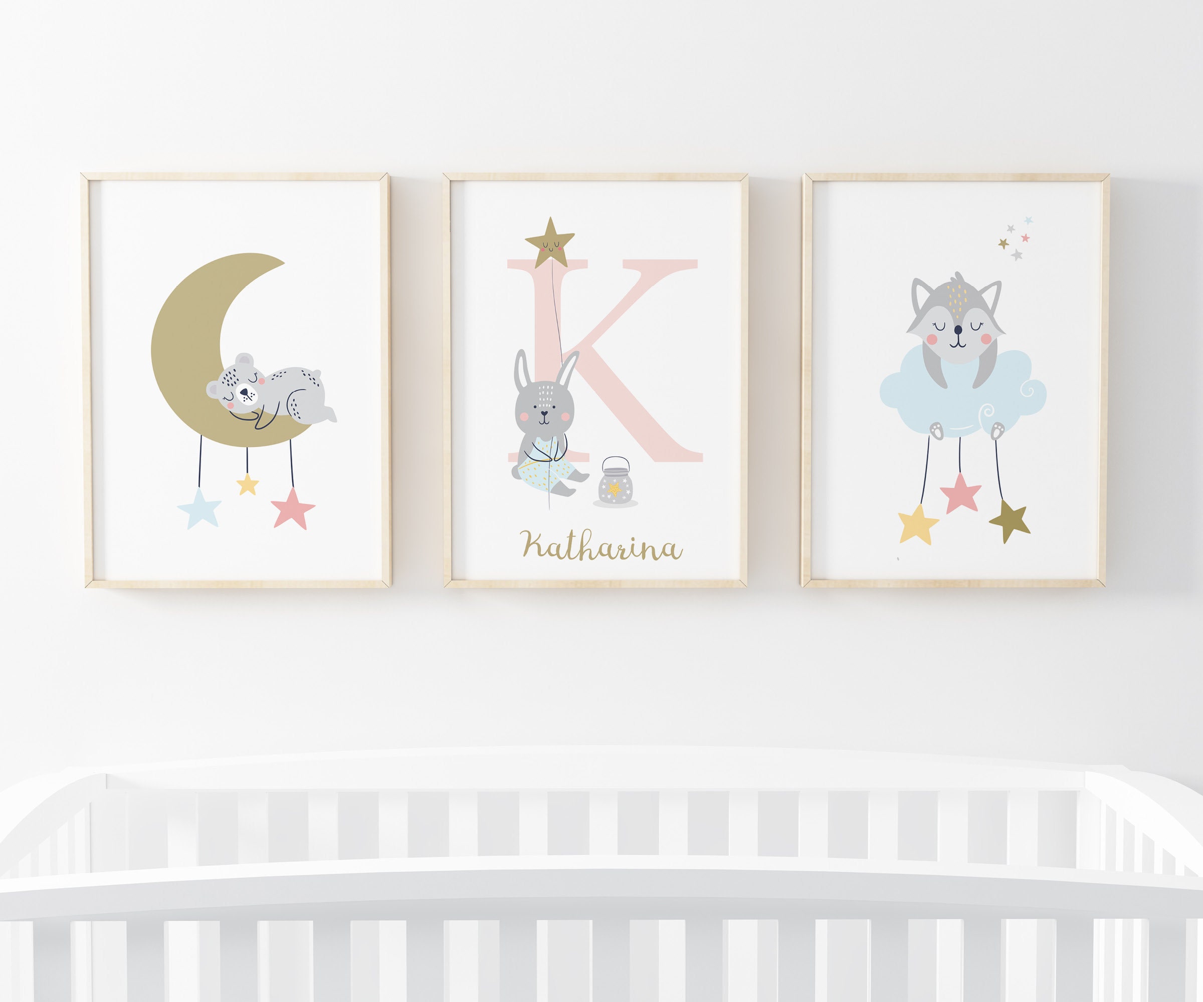 Nursery Print Moon and Stars Print Personalised Print Etsy