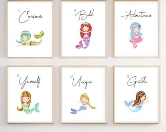 Mermaid nursery decor printable nursery wall art nursery poster baby shower girl nursery decor mermaid posters mermaid decor mermaid room