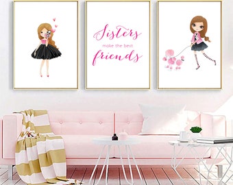 Sisters make the best friends nursery decor printable sisters wall art sister gift sister quote girls bedroom decor sister room playrooom