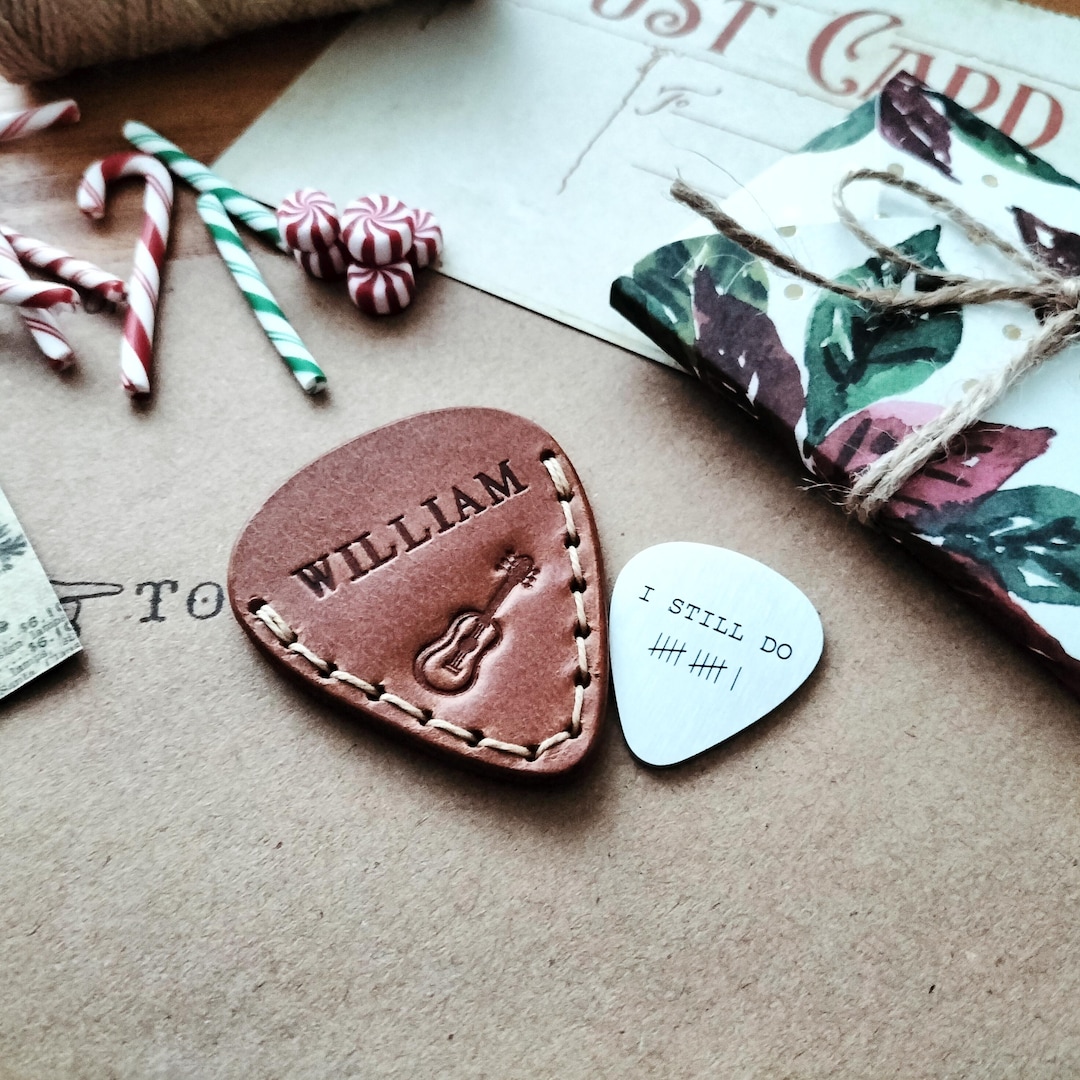 Handmade Personalised Leather Guitar Pick Pouch, Custom Engraved ...