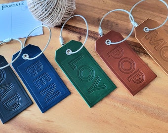 Custom Leather Luggage Tag for Carry on Bag, Personalised Third Year Anniversary Gift for Him, Father's Day Gift Ideas Birthday Gift for Him