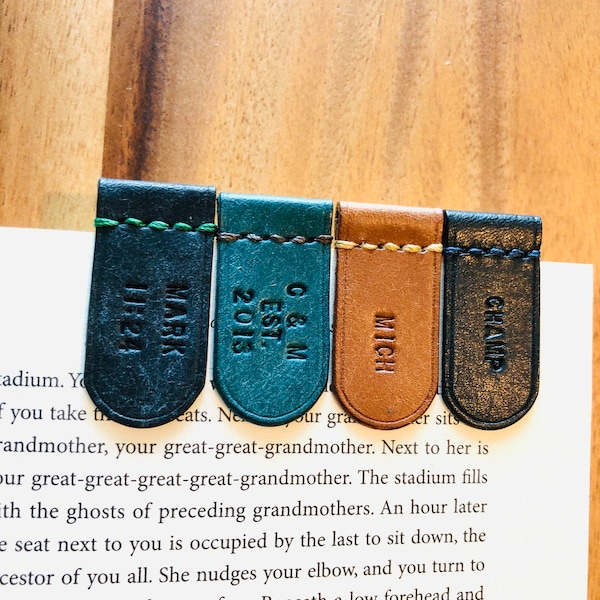 Small and Chic Leather Bookmark, Personalised Third Year Anniversary Gift for Him, Birthday Gift for Bookworms, Mother's Day Gift Idea