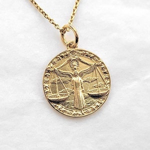 14k 18k gold libra zodiac pendant necklace for women