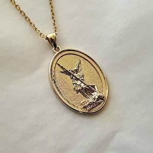 18k 14k gold archangel saint Michael pendant necklace 2 for men
