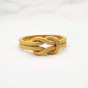 14k 18k gold rope knot ring, mens womens ring gold, gold ring women men