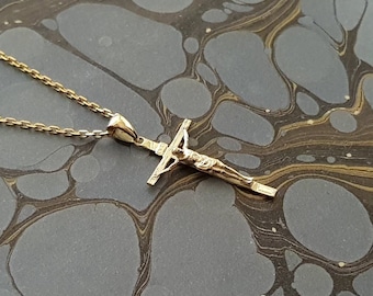 14k 18k Gold Kruzifix Anhänger 23 mm für Frauen, Kruzifix Halskette
