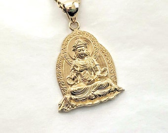 14k 18k gold buddha necklace men large, buddha pendant, mens necklace gold, mens pendant gold, buddhist