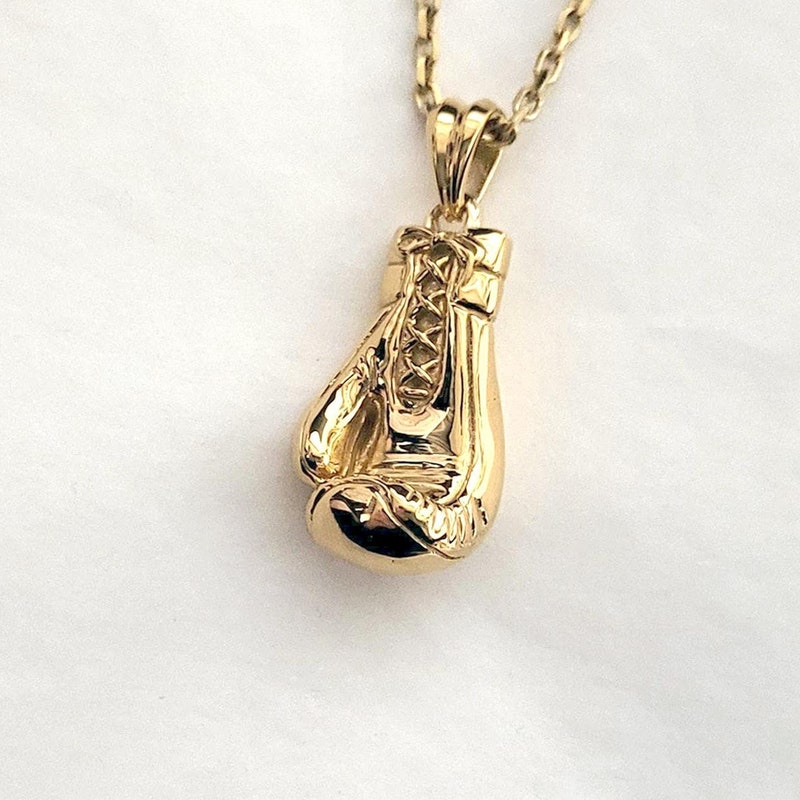 Gold Boxing Gloves Necklace Etsy