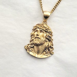 18k 14k Gold Jesus Nekclace Men Jesus Pendant Mens Necklace Gold