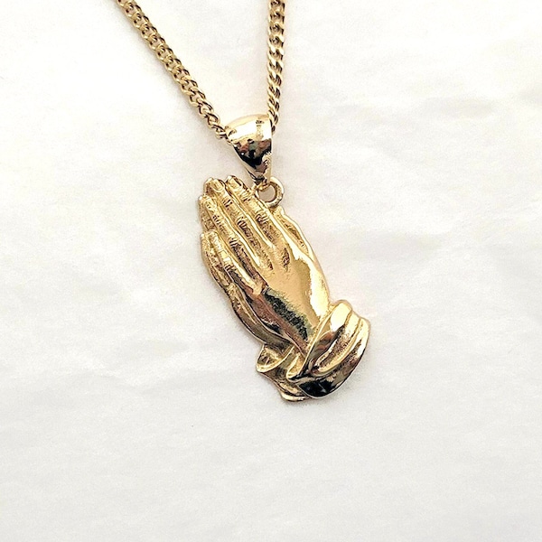 Mens Praying Hands Necklace Etsy